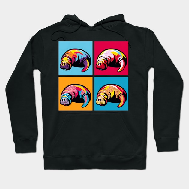 Pop Manatees Art - Trendy Marine Life Hoodie by PawPopArt